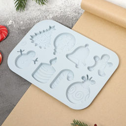 Форма для шоколада Доляна Новый год, силикон, 18.5?12.8?0.5 см, 8 ячеек, серая