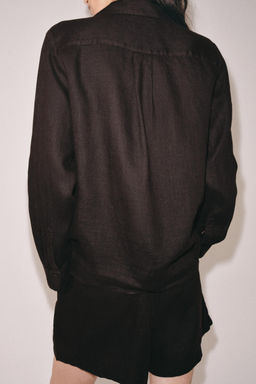 CAMISA LINO BOLSILLO ZW COLLECTION / Marr?n - Zara фото 11