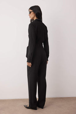 Siyah Gomlek Yaka Dokumlu Boru Paca Tulum TWOAW26TU00011 - Trendyolmilla фото 4