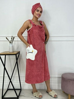 Комплект женский для бани и сауны Summer-КОРАЛЛ микрофибра 2 пр. (парео + чалма) - Лен поволжья фото 3