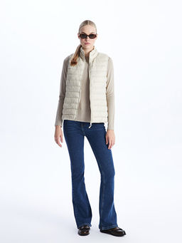 Kad?n Dik Yaka D?z ?i?me Yelek