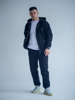 265М Костюм мужской на молнии, черный (начес) - Knitka wear фото 9