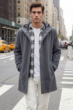TRENDYOL MAN Antrasit Regular Fit K?sl?k Yun Kar?s?ml? Kapusonlu Kase K?sl?k Kaban TMNAW25KB00001 - Trendyolmilla фото 9