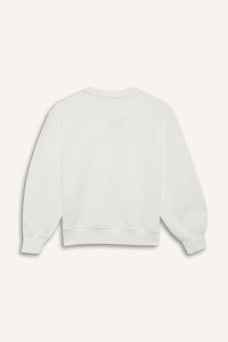 Oversize Geni_ Kal_p Bisiklet Yaka Bask_l_ Sweatshirt K_z _ocuk - Defacto фото 9