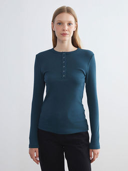 Bisiklet Yaka Fitilli Kad?n Ti??rt