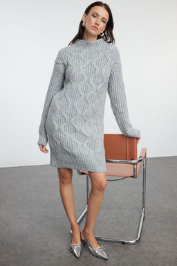 Trendyolmilla Ekru Mini Triko Yumusak Dokulu Sac Orgu Elbise TWOAW25EL00067  фото 2