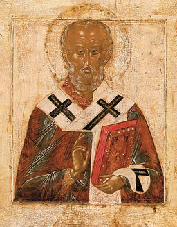 Икона. Святитель Николай Чудотворец. 16 век. Северное письмо Дерево, пигментные краски, матовый лак София