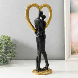 Фигурка полистоун Абстракция. Поцелуй у сердца, золото с чёрным, 14.5?9?32 см