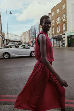 CREASED-EFFECT PLEATED MIDI DRESS - Zara фото 3