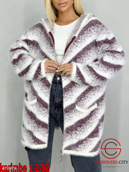 Женский кардиган пушистый с капюшоном - Fiona фото 8