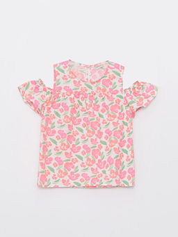 Bisiklet Yaka Desenli Poplin K?z ?ocuk Bluz