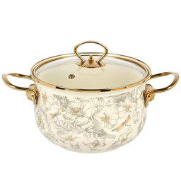 Кастрюля эмал сталь, 2.7 л, крышка стекло, Daniks, Цветущий сад, Y4-11359 индукция (513815)