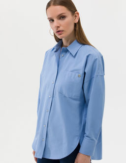 A__k Mavi Oversize Uzun Kollu G_mlek