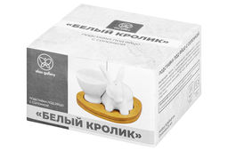 Подставка п/яйцо 9,5*8*8 см "Белый кролик" + солонка на дерев. подставке