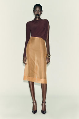 FLOWING BODYSUIT WITH BROOCH DETAIL