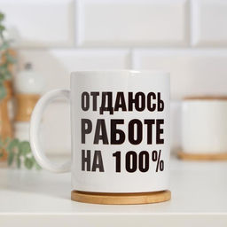 Кружка сублимация Отдаюсь работе 100%, c нанесением