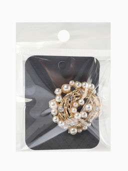 Брошь «Жемчуг», гнездо, цвет белый в золоте