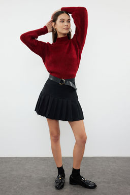 Bordo Yumusak Dokulu Kol Detayl? Triko Kazak TWOAW21KZ0204 - Trendyolmilla фото 2