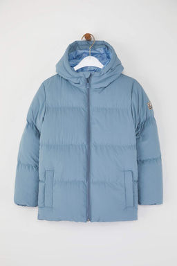 Lacivert Duz/Basic Kal?n Kapusonlu Regular Unisex Cocuk Mont TKDAW26MO00014 - Trendyolmilla фото 4