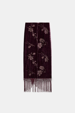 MID-WAIST VELVET SARONG SKIRT WITH FLOES EMBROIDERY - Zara фото 8