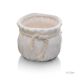 Кашпо веревка 7 см / 6096W /уп 12/120/белое