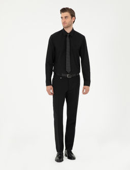 Siyah Slim Fit Uzun Kollu Basic G_mlek