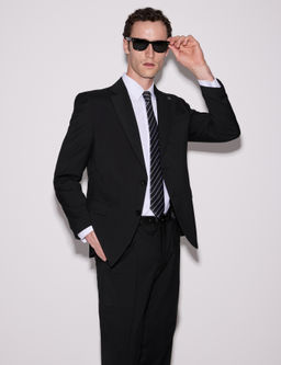 Siyah Slim Fit %100 Y_n Mono Yaka Tak_m Elbise