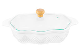 Блюдо д/зап и серв 32*20*14 см 1,5 л Ромбики ажур. + стекл крышка, на дер подставке - Elan gallery фото 27