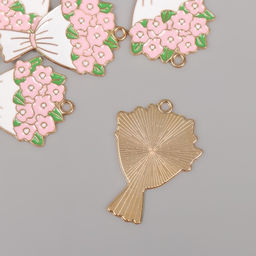 Цена за 5 шт. Декор для творчества металл, эмаль Букет цветов, 3.4?2.5 см