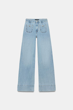 JEANS Z1975 WIDE LEG TIRO ALTO BOLSILLOS / Azul claro - Zara фото 9