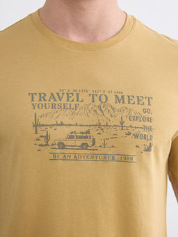 Bisiklet Yaka Bask?l? Penye Erkek Ti??rt