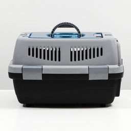Переноска для животных с откидной прозрачной крышей 48х33х29,5 см, серая - Пижон фото 2