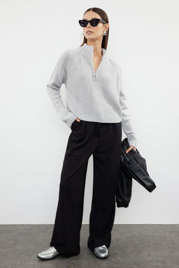 K?rm?z? Crop Fermuarl? Dik Yaka Basic Triko Kazak TWOAW22KZ1632 - Trendyolmilla фото 17