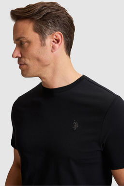 Erkek Siyah Regular Fit Bisiklet Yaka Basic Ti__rt