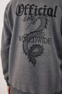 Antrasit Regular/Normal Kesim Bask?l? Kapusonlu Sweatshirt TMNAW26SW00065 - Trendyolmilla фото 4