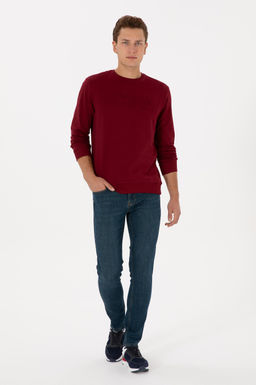 Erkek Bordo Basic Sweatshirt