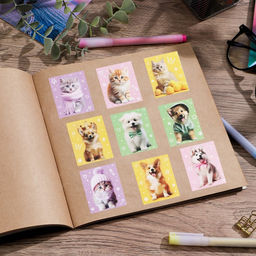 Цена за 10 шт. Наклейки детские бумажные «Котики и пёсики», c раскраской, 11×15.5 см