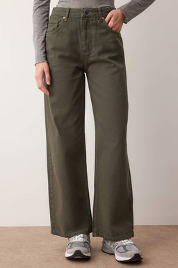 Haki Yuksek Bel Bilek Boy Culotte %100 Pamuklu Jeans TWOAW26JE00190