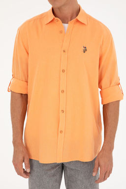 U. S. Polo Assn / Мужская оранжевая базовая рубашка с длинным рукавом - U.s. polo assn фото 13