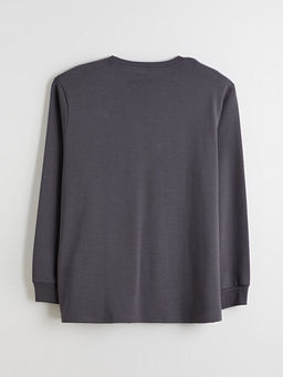 B?y?k Beden Bisiklet Yaka Bask?l? Erkek Sweatshirt