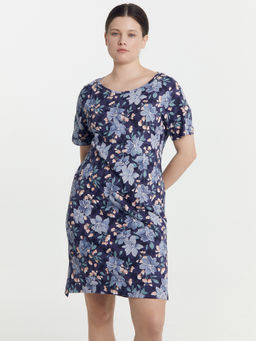 Сорочка ночная женская синяя с акварельными цветами - Mark formelle фото 2