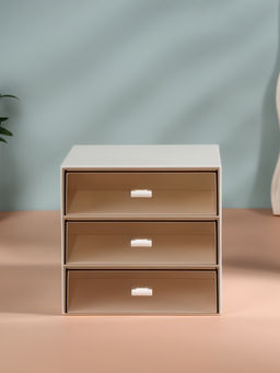 Органайзер для хранения BASIC, многоуровневый, 3 секции, 15.4×14.6×16.7 см, белый, прозрачный