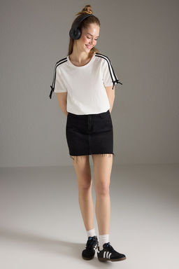 Trendyolmilla Ekru %100 Pamuk Ekstrafor Fiyonk Detayl? Orme T-Shirt TWOSS25TS00199 фото 2