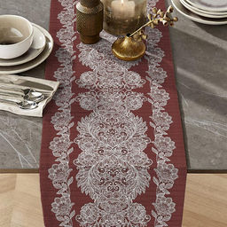 Дорожка столовая, сервировочная 50х150см "Кружева" шоколад, хлопок "Премиум" 236г/м2, упаковка классическая 28х41см, "Домашняя мода" (Россия)