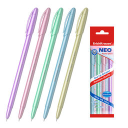 Цена за 12 шт. Набор из 4 ручек шариковых ErichKrause Neo® Stick Pastel 0.7, Super Glide Technology, цвет чернил синий (в пакете)