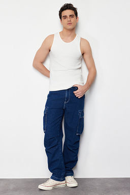 Beyaz Slim/Dar Kesim Fitilli Basic Kolsuz T-Shirt/Atlet TMNSS24AL00006