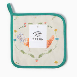 Прихватка Этель Курочка и петух 19х19 саржа,100% х/л,ватин 250г/м2  фото 4