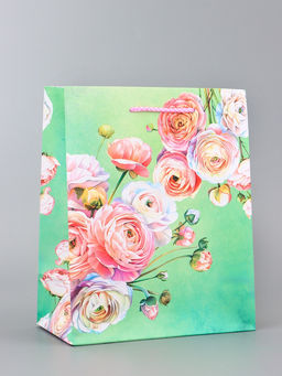 Цена за 2 шт. Пакет подарочный ламинированный вертикальный Симфония цветов, 18?22.3?10 см