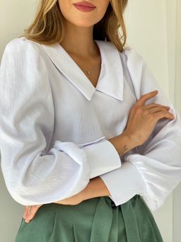 6649 Блуза с отложным воротником белая - Martichelli фото 5