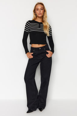 Tas Crop Cizgili Triko Kazak TWOAW24KZ01201 - Trendyolmilla фото 9